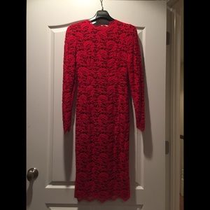 Dolce & Gabbana Red Floral Lace Dress (A-line)